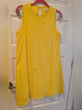 Calvin Klein Yellow Eyelet Sleeveless Dress